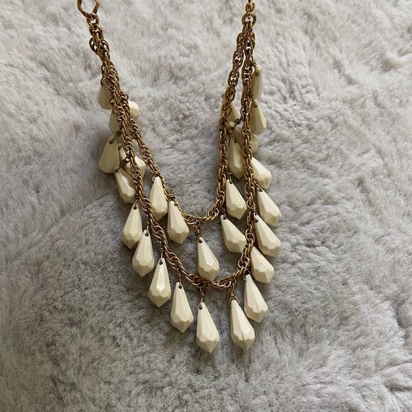 Kate Spade Cascade Ivory Teardrop Gold Tone Statement Necklace - Picture 1 of 4